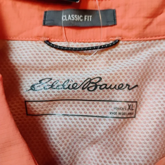 NWT XL Eddie Bauer Mountain Ripstop Orange Hiking Outdoor Button Up SS Shirt NEW - Picture 4 of 12